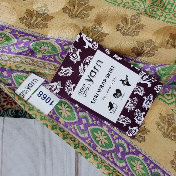 Darn Good Yarn Sari Silk Wrap Skirt Tea XL/Plus - Picture 7 of 16
